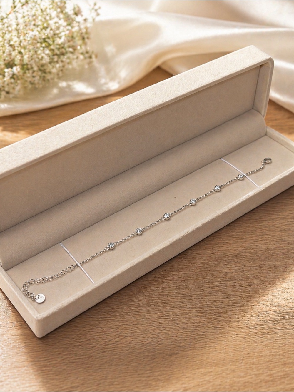 ✨Sterling Silver 925 Dainty Bracelet Bezel CZ | Diamond Look - Picture 4 of 8